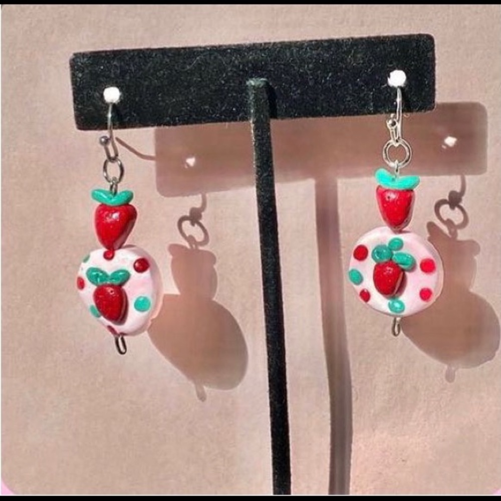 strawberry dangly earrings